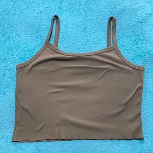 Green crop tank top